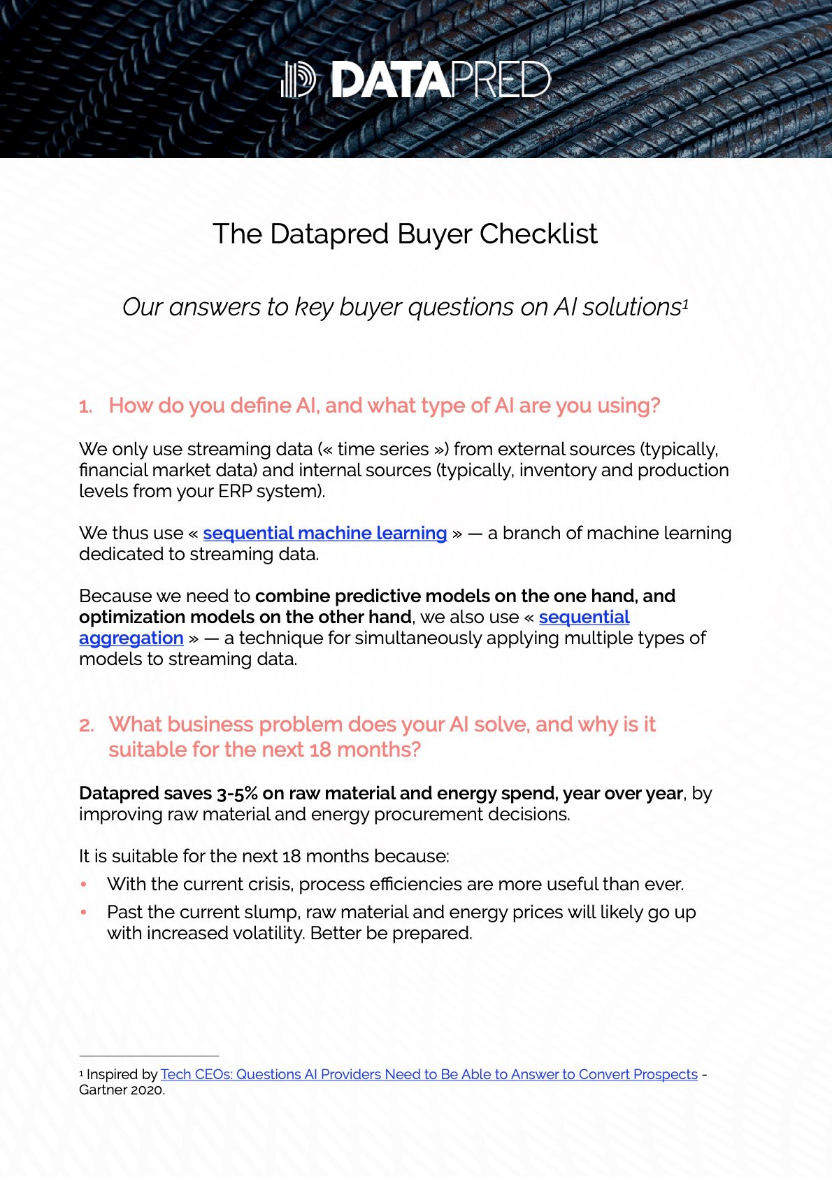 Datapred Buyer Checklist