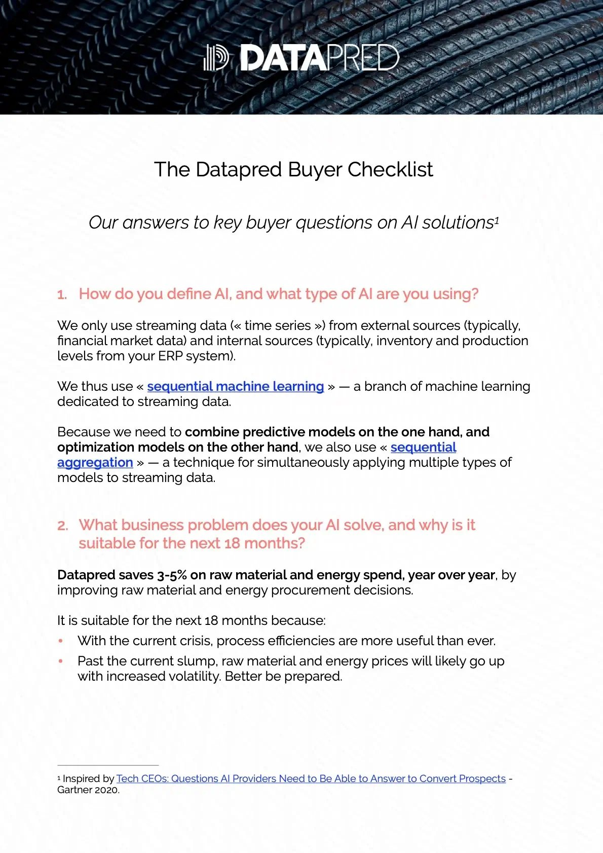 Datapred Buyer Checklist