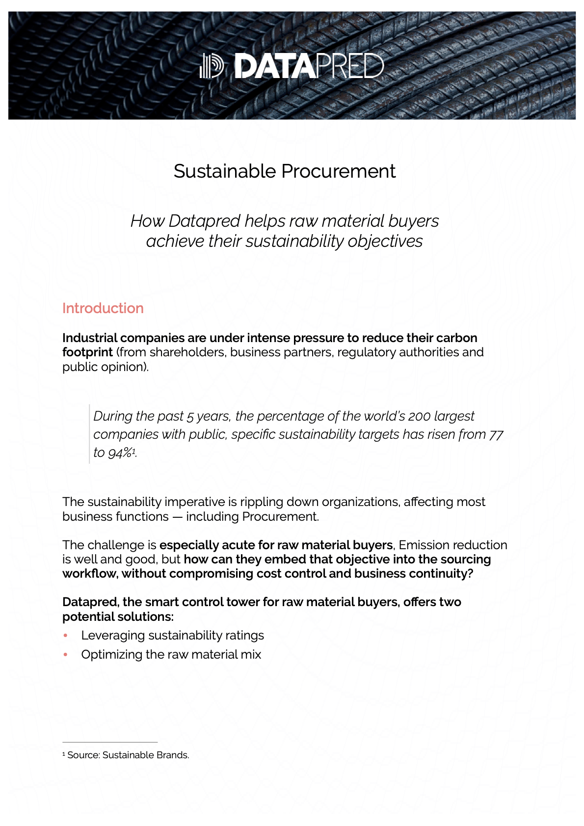 Datapred and Sustainability